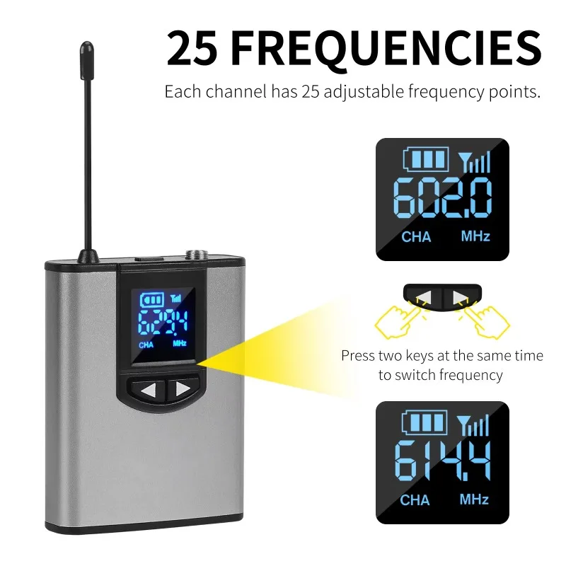 Wireless collar microphone, metal heart pickup professional on-site wireless microphone set