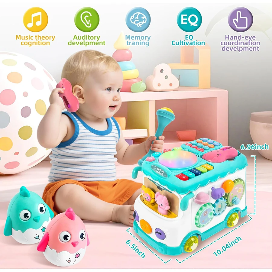 Montessori Lernspielzeug Baby Musical Bus Spielzeug Pädagogisches Musikalisches Lernen Kleinkind für Baby Kleinkind Aktivität Bus Spielzeug