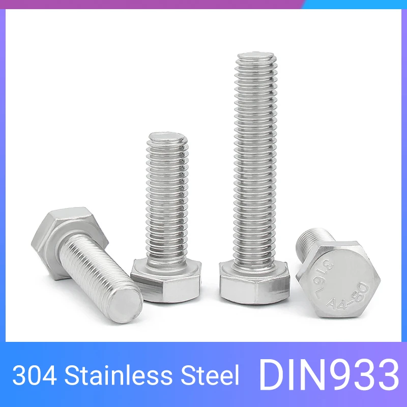 Fine tooth hex screw 304 stainless steel tooth bolt M6 M8 M10 M12 Pitch 0.75 1.0 1.25 1.5 * 10 16 20 30 40 50 60 70 80 90 100