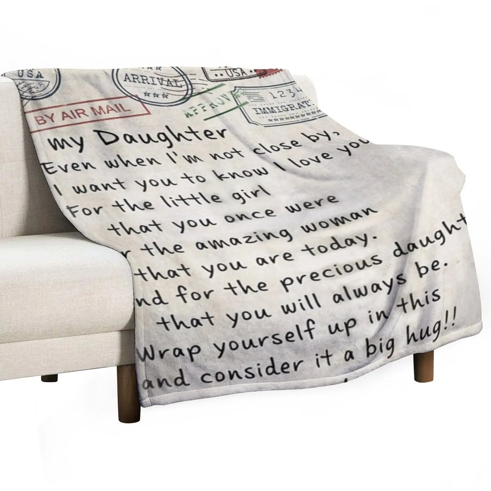 

America Air Mail To My Daughter Throw Blanket Soft Big Flannels Bed Fashionable Sofa Quilt Blankets