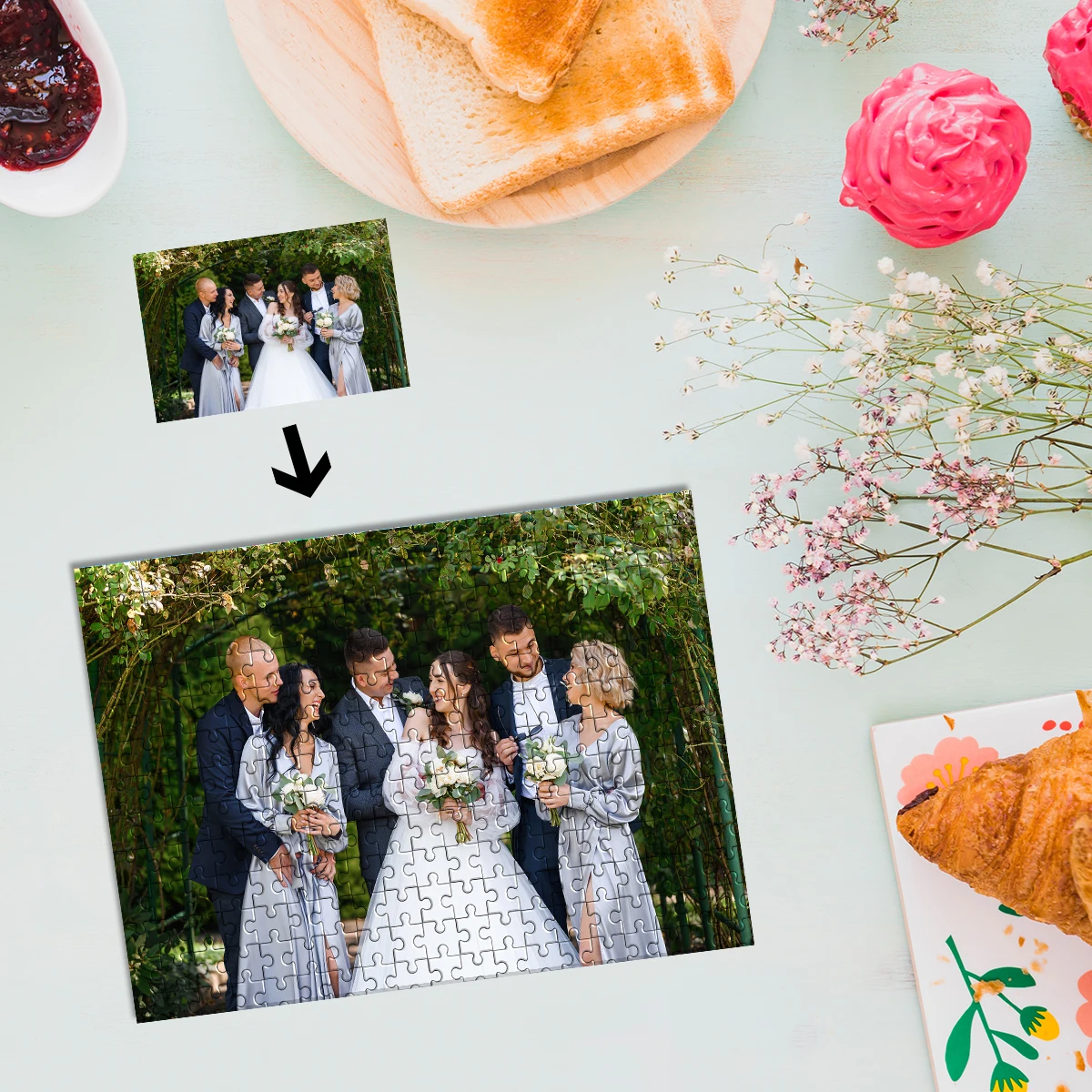 35/150/300/500/1000 قطعة صورة مخصصة شخصية الضغط الألغاز بازل قطع للأطفال لعبة الهدايا التذكارية