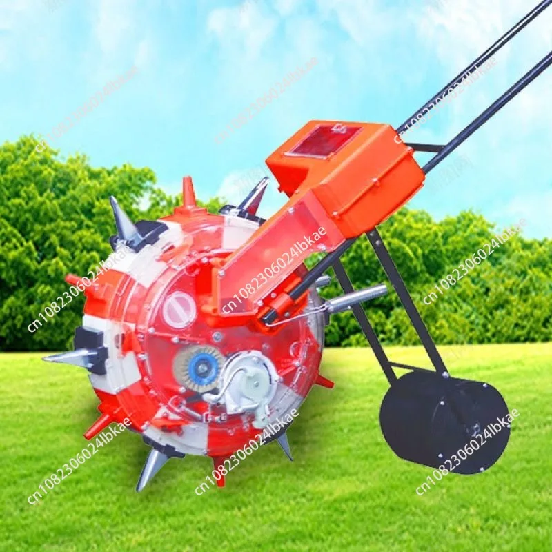 Hand Push Garden Seeder, Roller Type Planter for Rows of Beans Corn, Easy to Use & Adjust