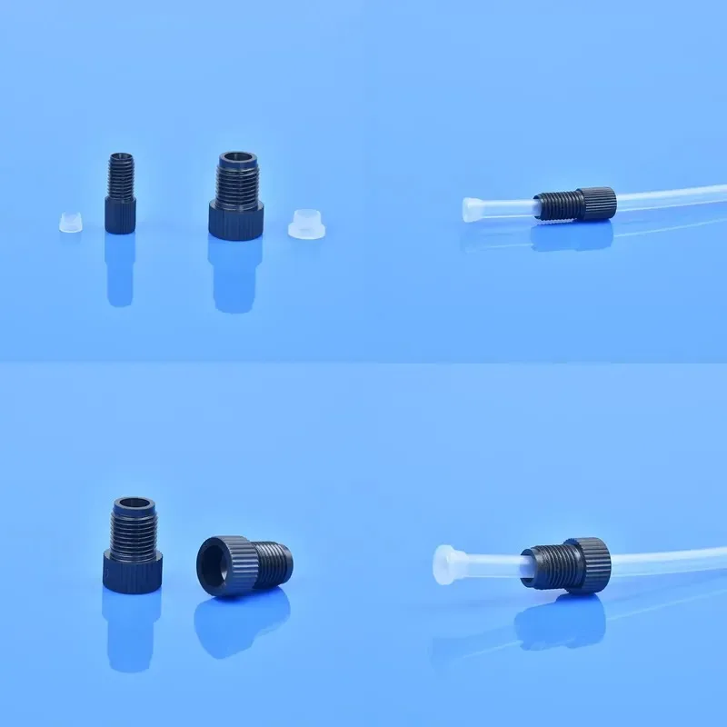 PEEK flangeless connector, large diameter black plastic parts, internal thread connector
