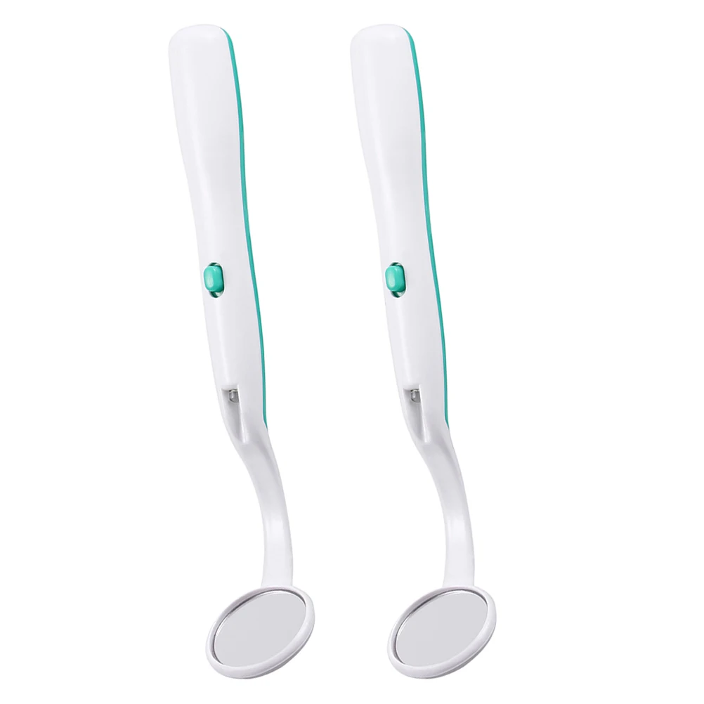 

2pcs LED Oral Mirror Teeth Care Tool Dental Inspect Instrument Glowing Tooth Plastic Portable Mouth Long Handle Lightweight