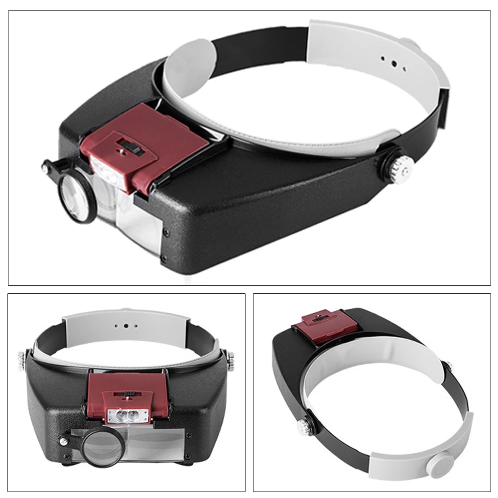 عقال مضيئة المكبر عالية مرات نظارات مكبرة مع 2 أضواء Led العدسة لأداة إصلاح لوحة دوائر كهربائية