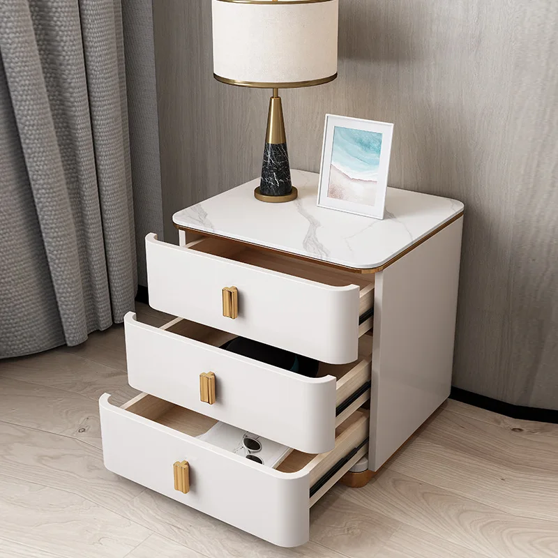 

Minimalist White Nightstands Plant Shelves Creative Wooden Cute Bedroom Vintage Bedside Table Coffee Comodini Room Furniture