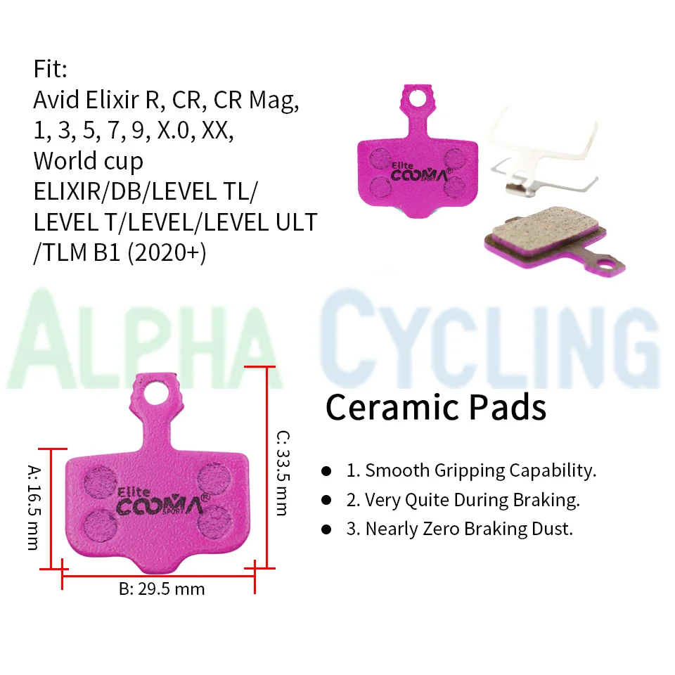 4 Pairs Ceramic Disc Brake Pads for AVID DB 1 3 5 Elixir and SRAM LEVEL TL T UTL TLM B1 Red Force eTap AXS, Elite Class