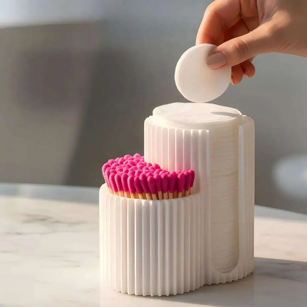 Caixa de Armazenamento para Cotonetes, Suporte Redondo para Almofadas de Maquiagem, Organizador de Mesa, Recipiente para Esponjas de Maquiagem, Ferramentas para Nail Art, Suprimentos de Maquiagem