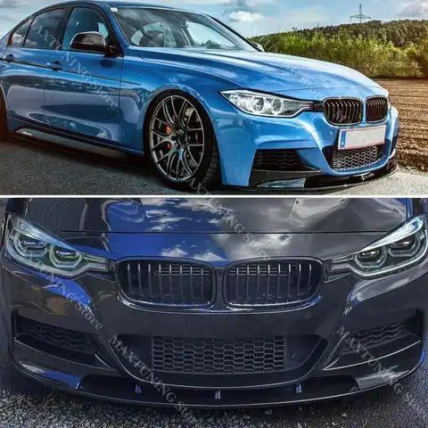 For BMW 3 Series F30 F31 M Sport 2012-2018 Black Car Front Bumper Spoiler Lip Splitter Body Kit Bumper Lip Chin Diffuser Guard 8 best sales bmw msport - №1