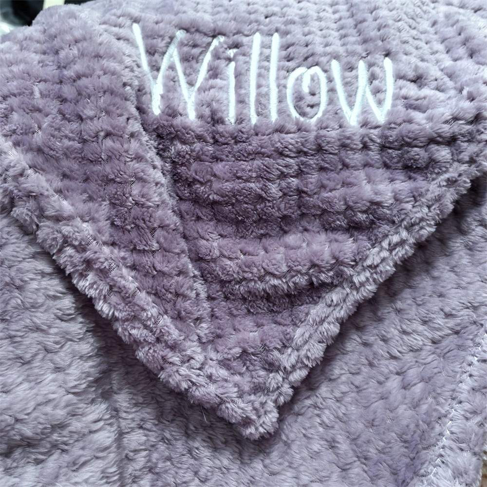 Solid Color Personalized Name Soft Blanket Custom Embroidered Name Dog Flannel Blanket Unique Pet Gift Blanket Dog Cat Mom Gifts