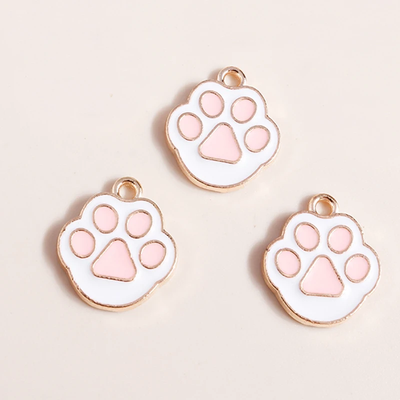 Leslie 10 Stück Kawaii Cartoon rosa Pfote Hundepfote Anhänger Charms für handgemachte DIY Ohrringe Armbänder Schmuckherstellung Zubehör – Detail 8