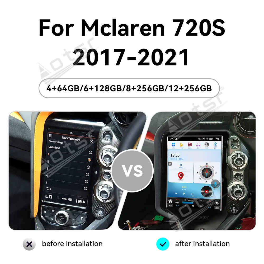 9.7inch Tesla Vertical Screen Android13 For Mclaren 720s 2007-2021 Car Radio Multimedia Autoradio Navigation touch Carplay