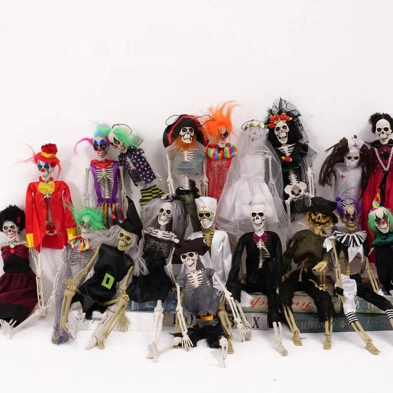 

Day Of The Dead Skeleton Decoration Halloween Props Clown Witch Pirate Skull Haunted House Party Setup Spooky Ghost Decor