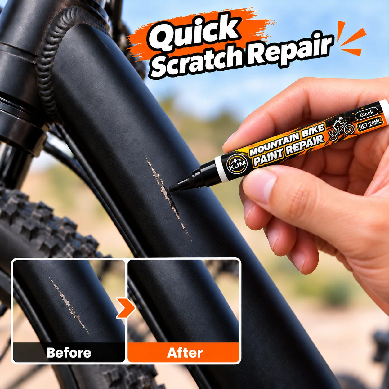KJM Bicycle Scratch Repair Pen Mountain Bike Touch Up Paint 20ml For Metal Plastic Ceramic Car Motorcycle Paint Repair