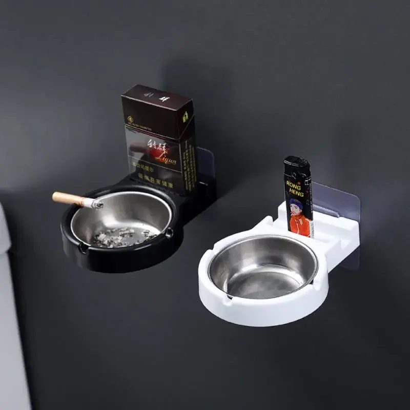 

1x Portable Ashtray Wall Stainless Steel Pocket Smoke Holders Storage Cup For Toilet Home Office Cigarette Tools Case For Smoker