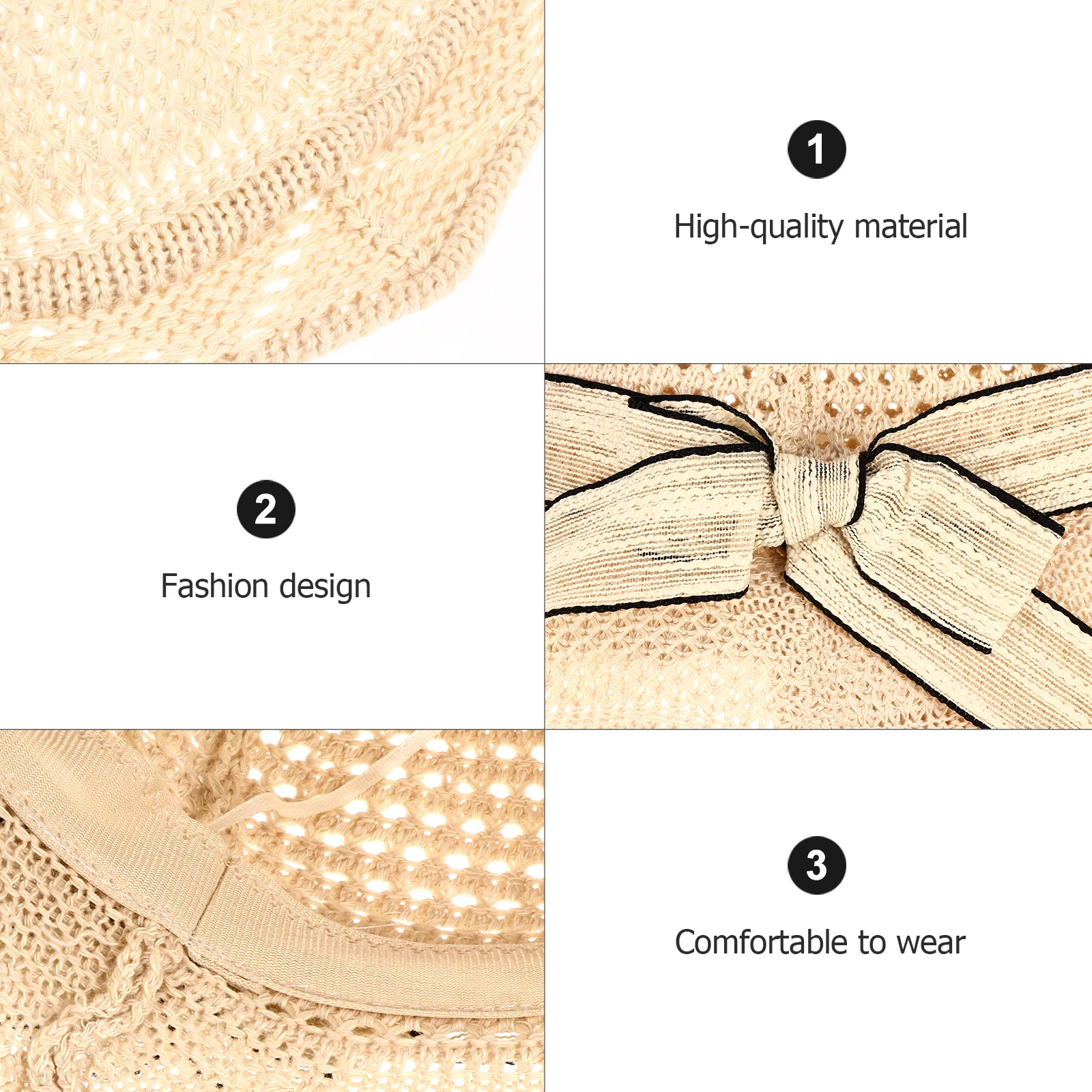

Folding Sunhat Summer Beach Hat Women Adjustable Cotton Knit Outdoor Photo Helper Portable Anti Brim Bowknot Ladies Hat