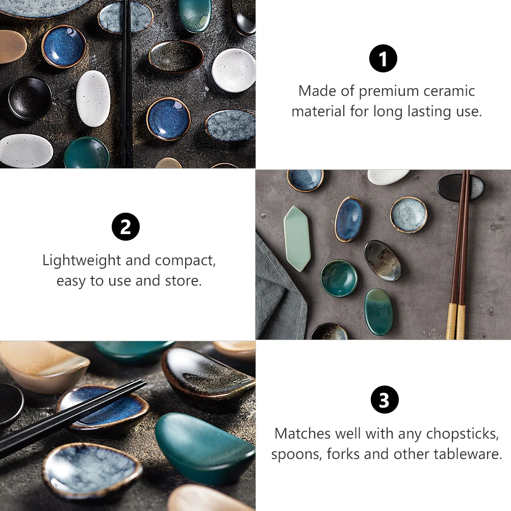 

7pcs Ceramic Chopsticks Holder Set Lightweight Tableware Rest Stand For Spoon Fork Home Kitchen Japanese Style Rack