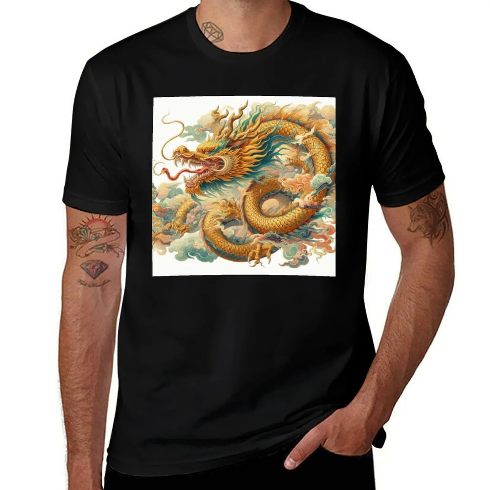 

Sacred Golden Dragon T-Shirt anime tshirt t shirt man casual T-Shirt