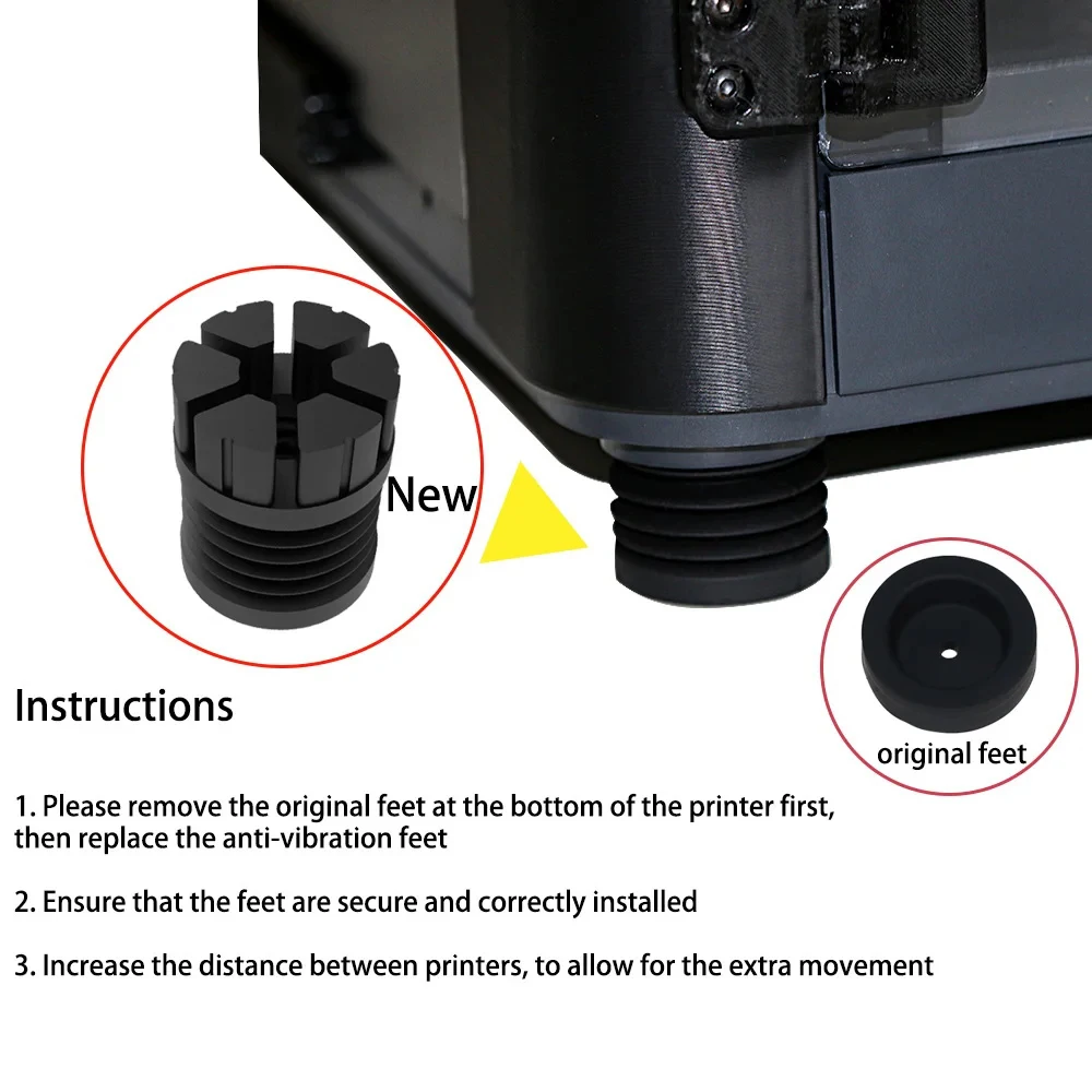 For Bambu Lab X1C P1S P1P Upgraded Anti Vibration Feet Universal Rubber Foot Anti-slip Rubber Shock For Bambu Lab 3D Printer