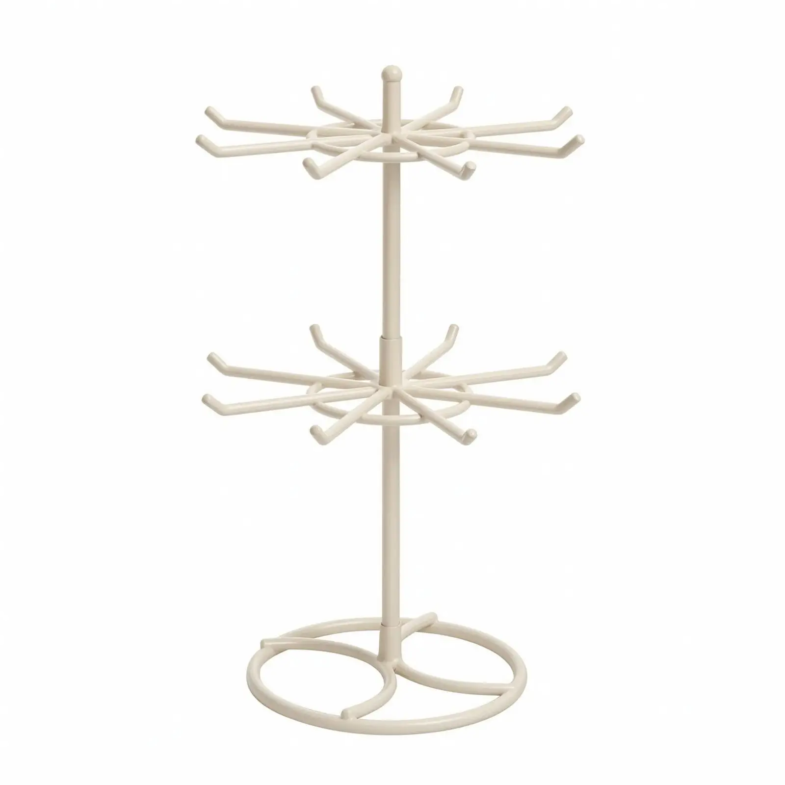 Minimalist Rotating Display Stand for Plush Dolls Metal Hanging Rack with Circular Tiers for Jewelry and Small Items