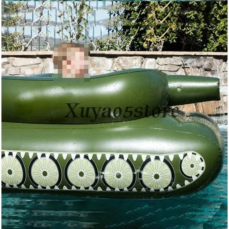 Inflatable Water Play Equipment, Water Battle Tank Toy with Pool Party Swim Ring & Spray Car