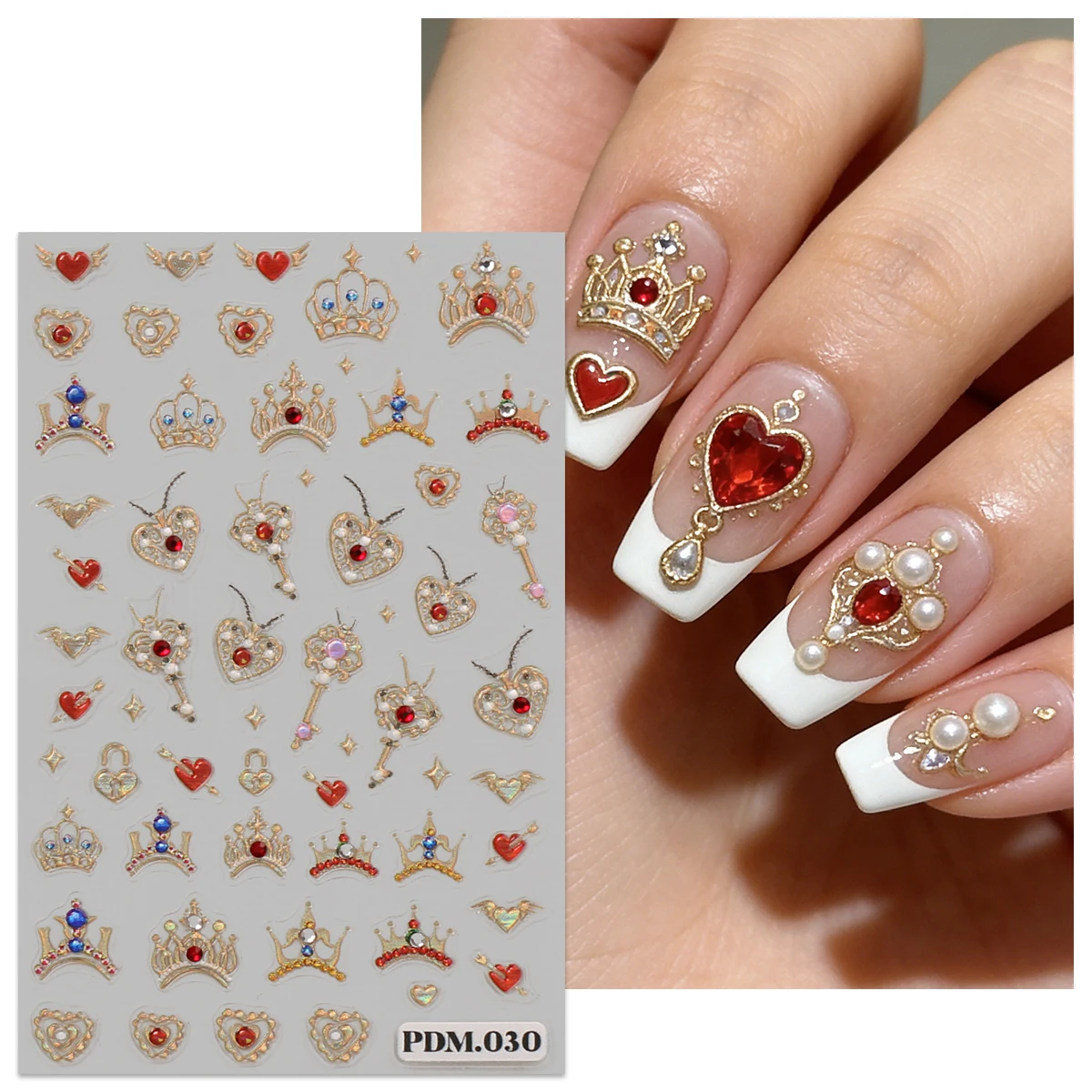 2pcs retro light luxury hot stamping embossed 5D nail art stickers - Valentine's Day, easy to apply nail decoration, DIY, gift,
