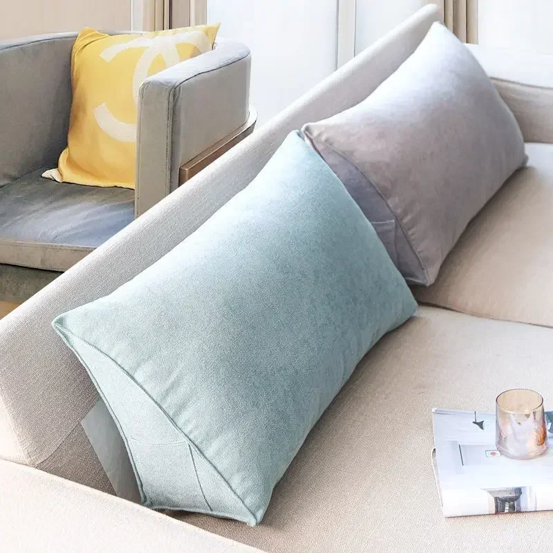 Weiches Sofa, dreieckiges Rückenkissen, Wohnzimmer, rechteckiges Rückenkissen, Bettkopfteil, Rückenlehnenunterstützung mit Taschen