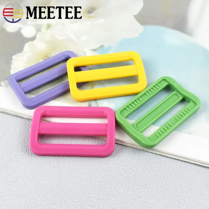 20Pcs Meetee 32/38mm Plastic Tri-Glide Ring Buckles Bag Strap Slider Clasp Webbing Belt Adjuster Hook Dog Collar DIY Accessories