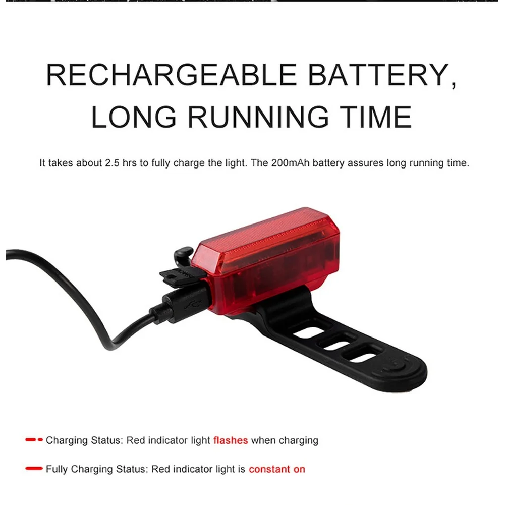 

Bike Taillight For Cyclists 15 Lumen USB Rechargeable 4-Mode COB LED Light IPX4 Waterproof 200mAh Battery1000m Visibility