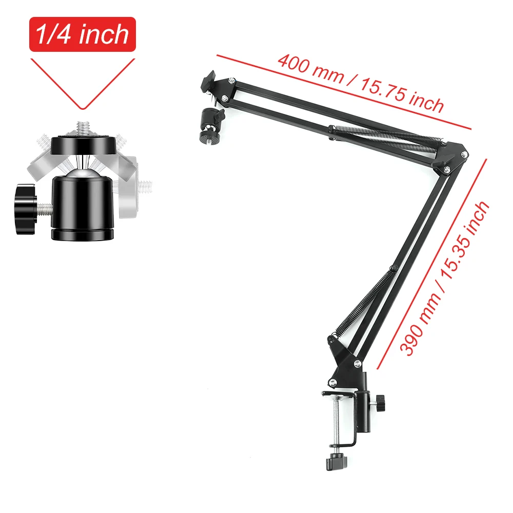 Robuster Verstellbarer Mikroskop-Armständer 2kg Tragfähigkeit 360° ° Drehbare 1/4-Zoll-Halterung für Beobachtung, Reparatur, Löten, Live-Streaming – Detail 8