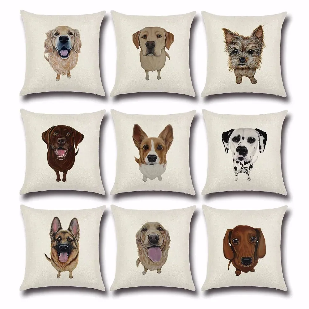 

Cushion Cover White and Black Dog Dachshund Cotton Linen Cushion Euro Pillow Covers Home Decor Pillows 18x18 inch OU 016