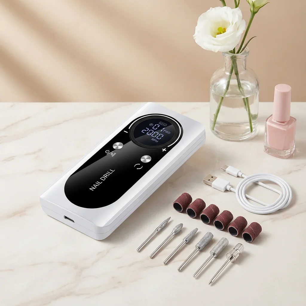 أداة فنية احترافية للأظافر V2 مثقاب أظافر كهربائي لإزالة تشكيل 45000 دورة في الدقيقة شحن سريع عمر بطارية طويل ملمع أظافر محمول