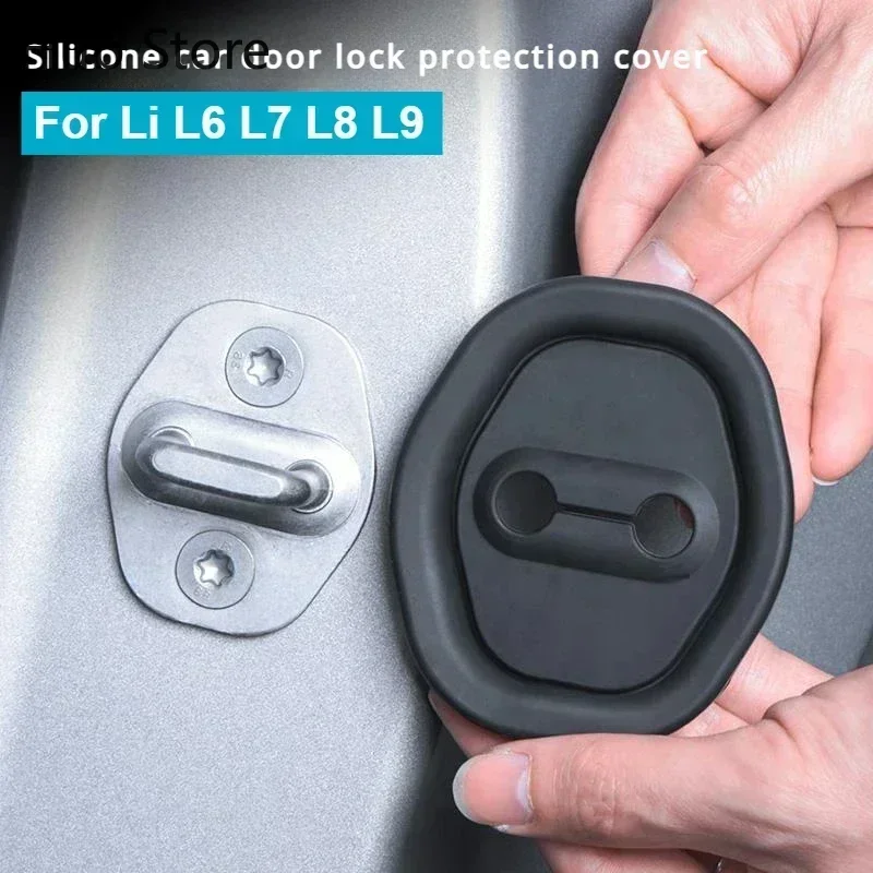 for LI Lixiang L6 L7 L8 L9 4pcs Car Door Mute Damping Cushion Silicone Door Lock Buckle Car Door Anti-collision Protective Cover