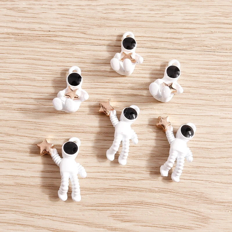 Tusember 10 Stück Legierung Spaceman Stern Astronaut Charm Anhänger für Schmuckherstellung Ohrringe Armband Halskette Zubehör DIY Handwerk – Detail 3
