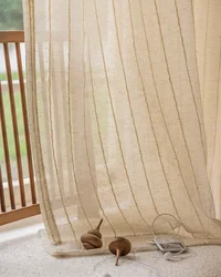 Japanese homestay linen single stripe curtains tulle for living rooms bedrooms study tea rooms cotton linen curtains yarn Custom