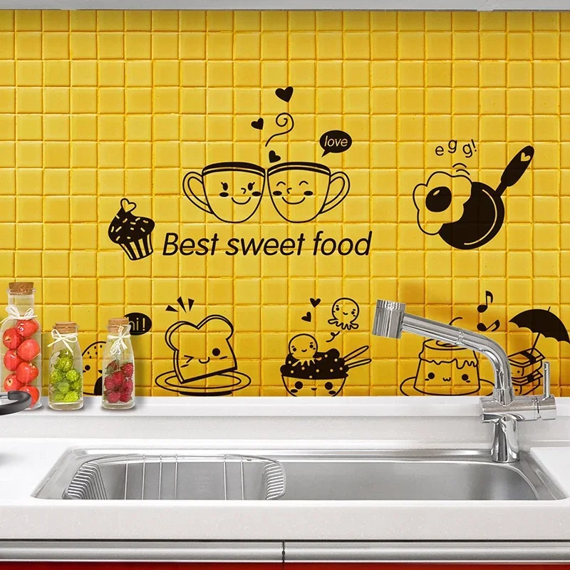 New Creative Design Kitchen Diy Coffee Sweet Food Wall Stickers Wall Art Decal Decoration Oven Dining Hall Wallpapers Decoration