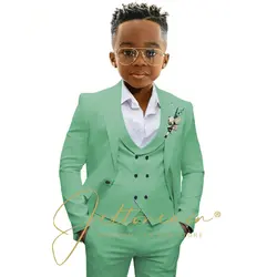 Casual Boys Suit Jacket Pants Vest 3 Piece Set Formal Blazer for Kids Wedding Tuxedo Suits 2-16 Years Custom Clothes