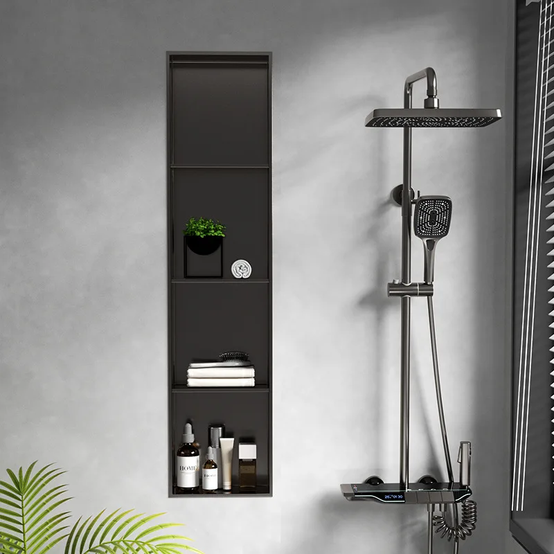Stainless steel niche cabinet toilet embedded niche embedded finished shower toilet baffle metal rack