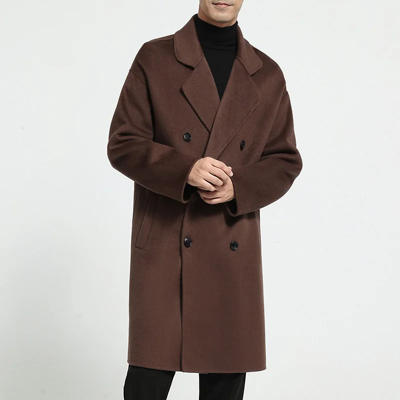 

Men's 100% cashmere thick double-sided extended coat, classic and versatile fashion for business and leisure