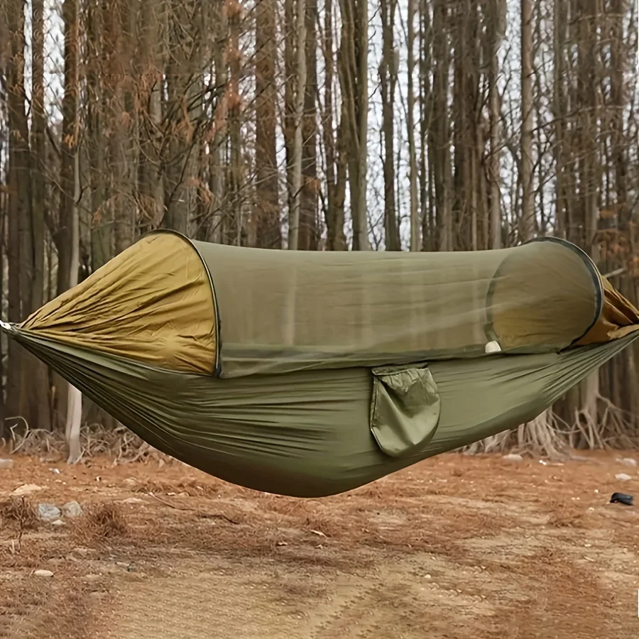 Outdoor Hammock Automatic Quick-Set Mosquito Net Anti-Mosquito Hammock for Nylon Camping with Support Poles Outdoor Furniture