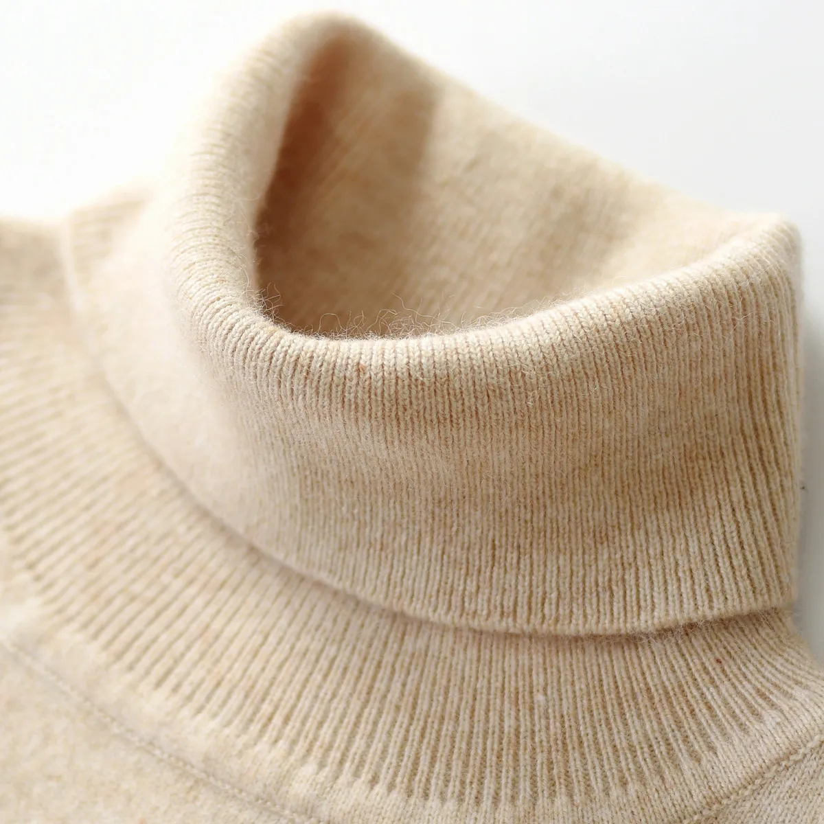 2024 High Collar Sweater Men's Autumn Winter New Cashmere  Thickened Solid   Loose Pullover Bottom Knit A187