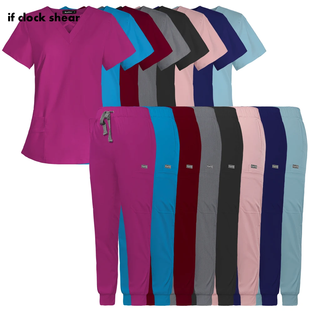 

Solid Color Dentist Medical Uniforms High Quality Pet Hospital Operating Room Scrubs Uniform Women Anesthetist Nurse Accessories