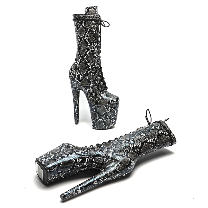 Leecabe  Snake 20CM/8inches Pole dancing shoes High Heel platform Boots closed toe Pole Dance boots