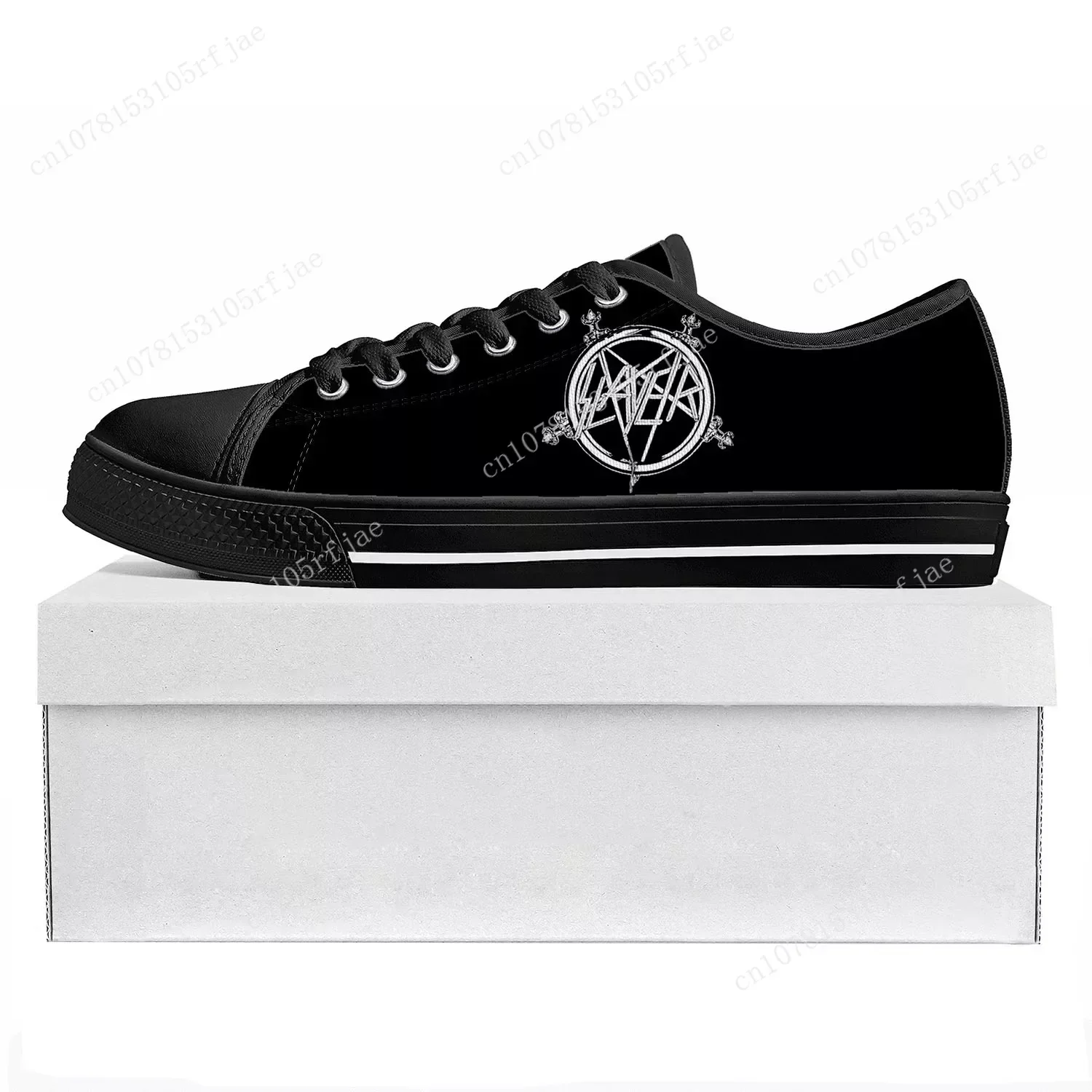 Slayer Heavy Metal Rock Band Lage Top Hoge Kwaliteit Sneakers Heren Dames Tiener Canvas Sneaker Casual Paar Schoen Custom Schoen