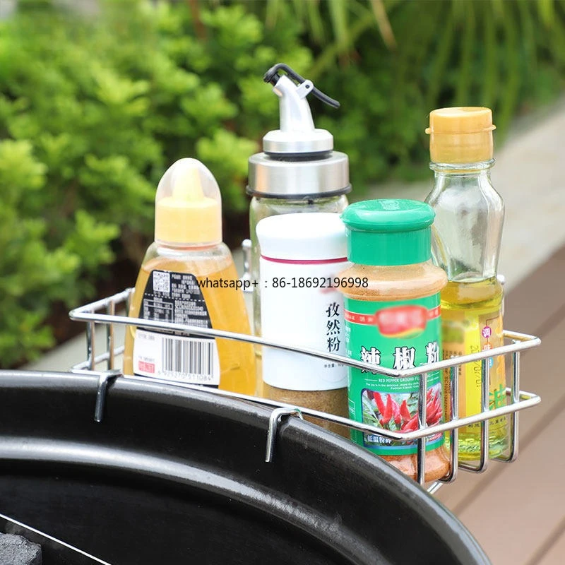 Round BBQ Grill BBQ Grill Storage Basket BBQ Accessories Outdoor Household Round Storage Blue Storage