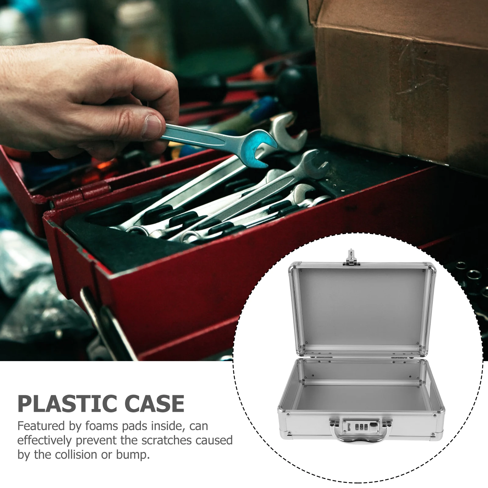 

Portable Medicine Box Aluminum Toolbox Metal Briefcase Empty Organizer Case for Men Password Lock Small Size Outdoor Activities