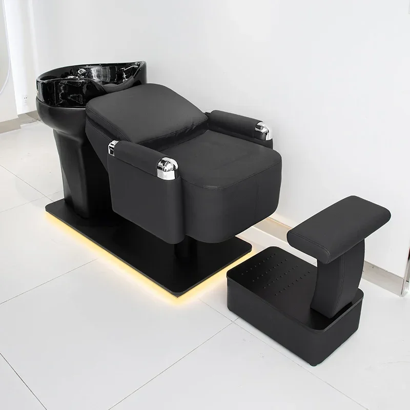 

Lmm high-end barber shop Internet celebrity half lying flush bed ceramic basin hair salon hair care shampoo bed