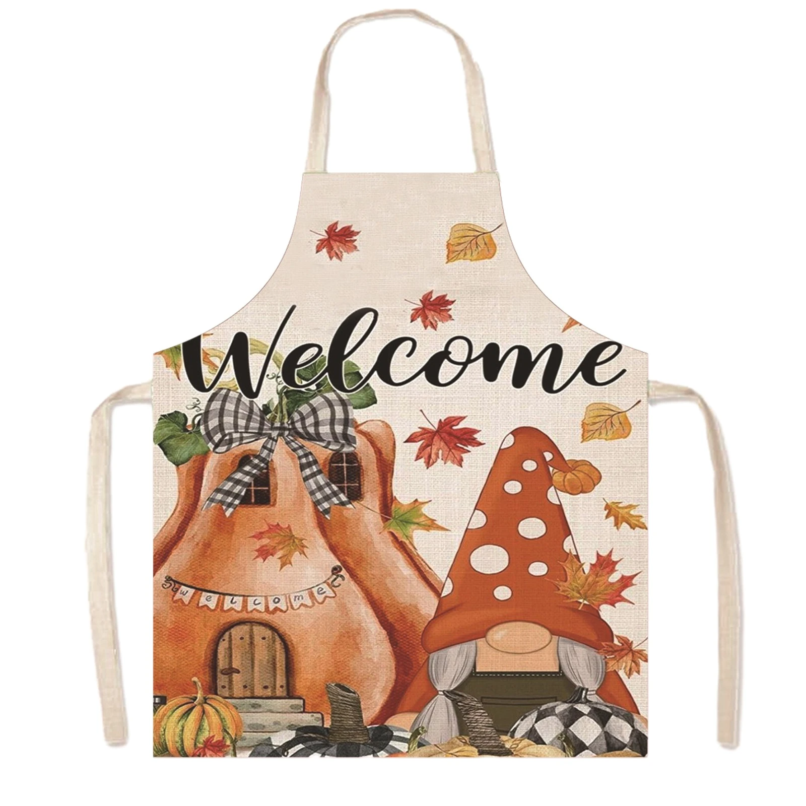 Creative Printed Festival Apron Women Thanksgiving Apron Cute Turkey Kitchen Cooking Apron for Cafe Shop Baking Gardening Aprons