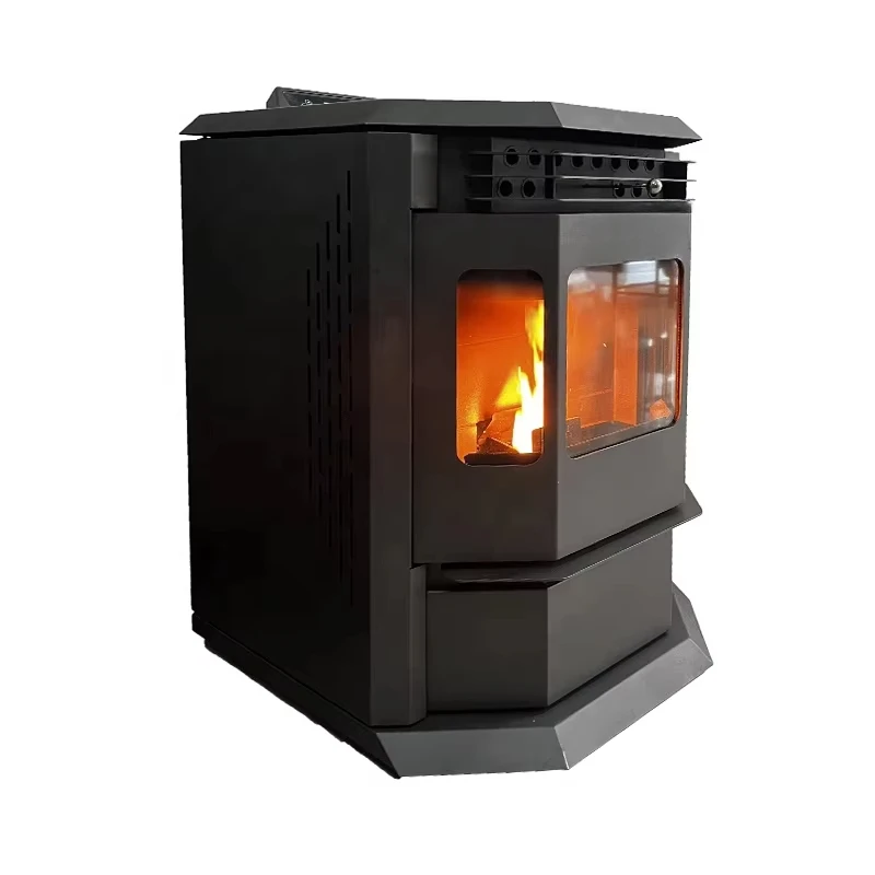 Wood Pellet Stove  Enabled 50LBS Hopper Capacity Temp Control Built-In Thermostat Auto-Ignition Variable Speed Blower