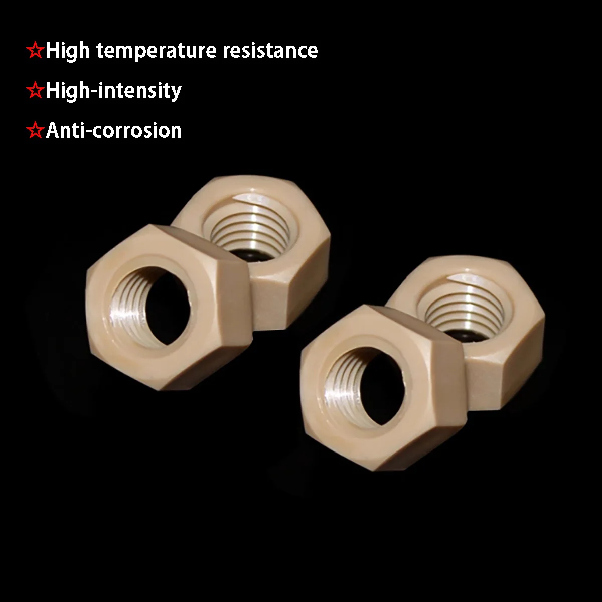 PEEK Plastic Hex Nut - High Strength Nylon Locking Nut Heat Resistant Corrosion Resistant Screw Cap